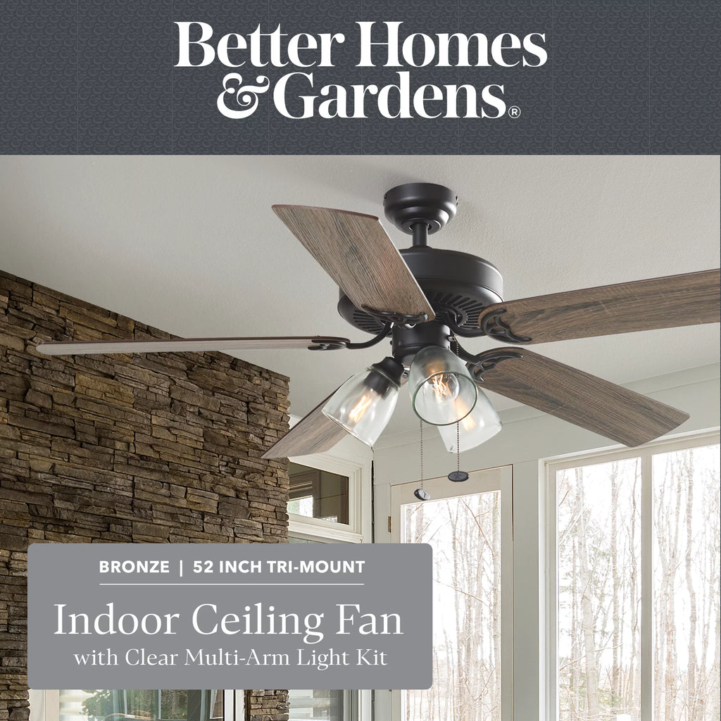 52" 5 Blade Oil-Rubbed Bronze Ceiling Fan with 3 Lights H608032
