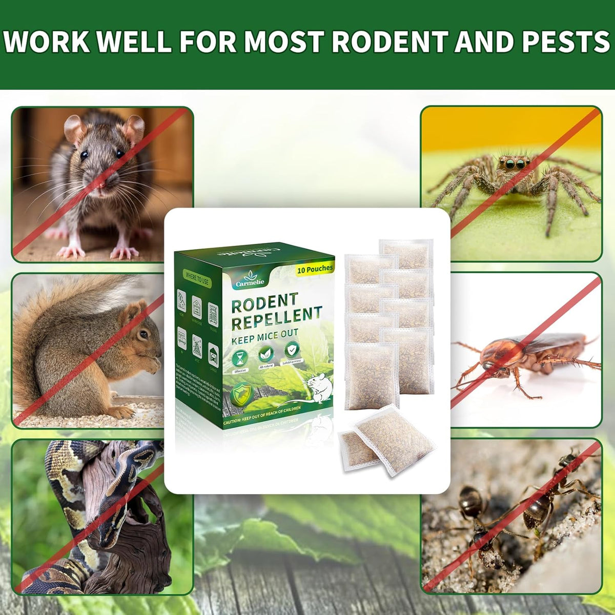 10 Pouches All Natural Rodent Repellent with Peppermint Oil L96168