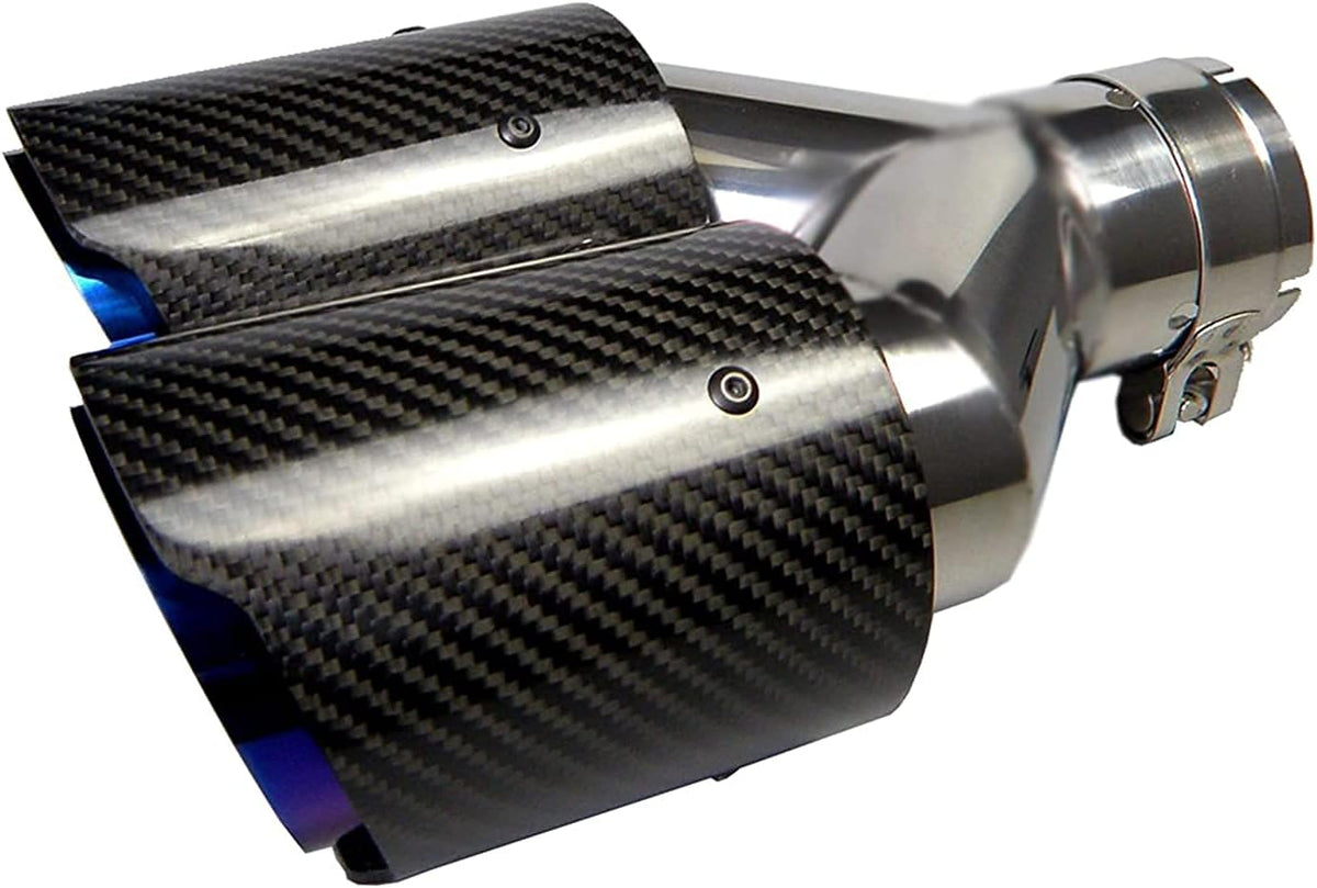 2.5 Inlet 63MM Double Exhaust Tip Carbon Car Tail Tip 3.5 Outlet Glossy Red and Black V1654