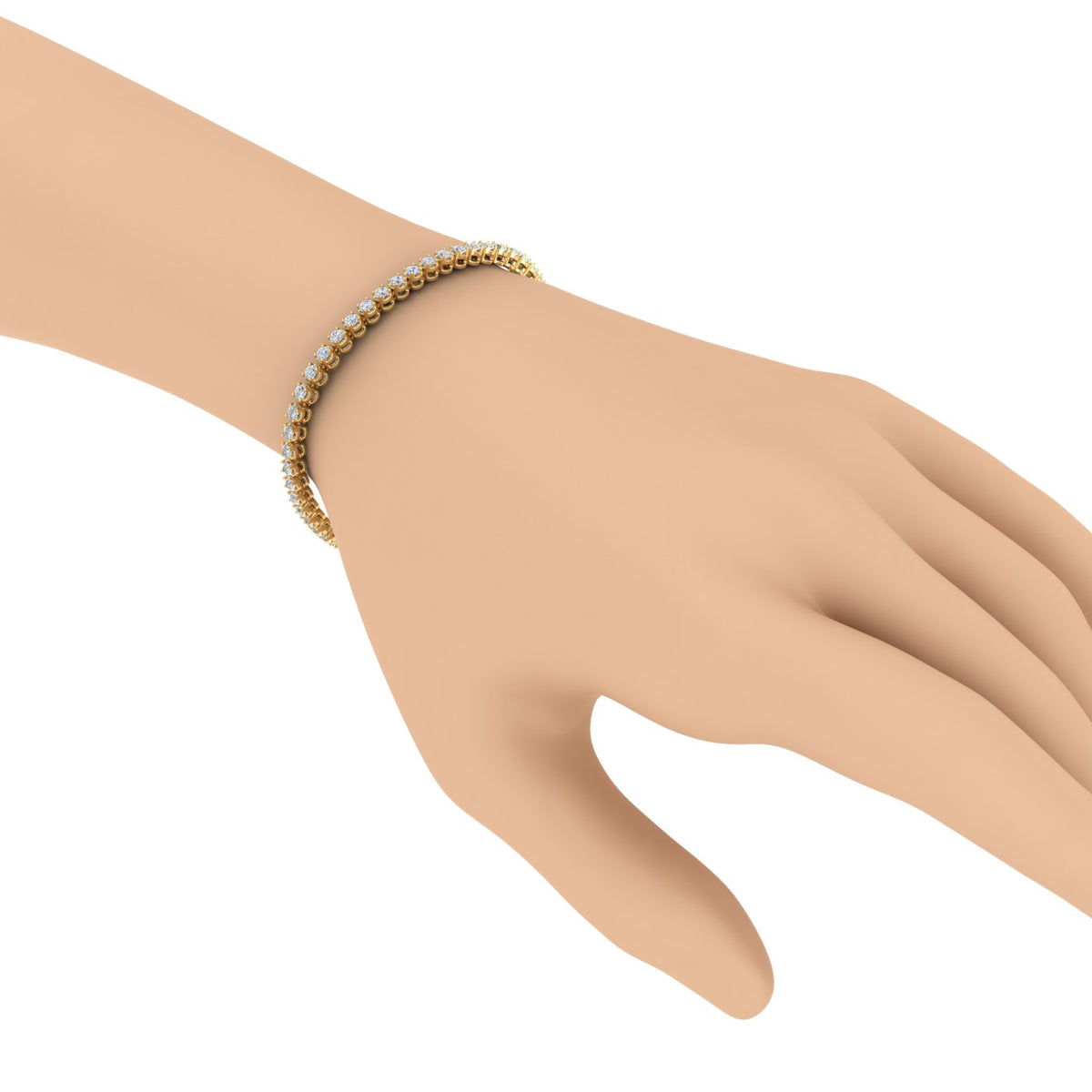 10K Yellow Gold Diamond Tennis Bracelet 7 Inch T5293