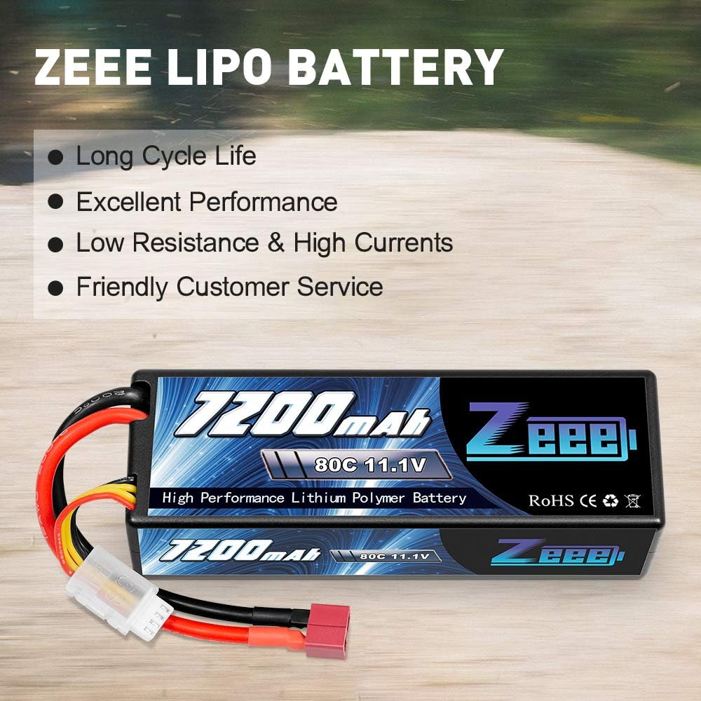11.1V 7200mAh 80C 3S Lipo Battery with Deans Connector Hard Case Battery V7846