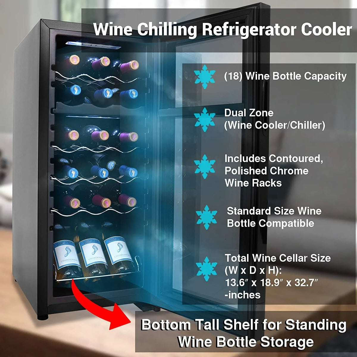18 Bottle Dual-Zone Wine Cooler Q690