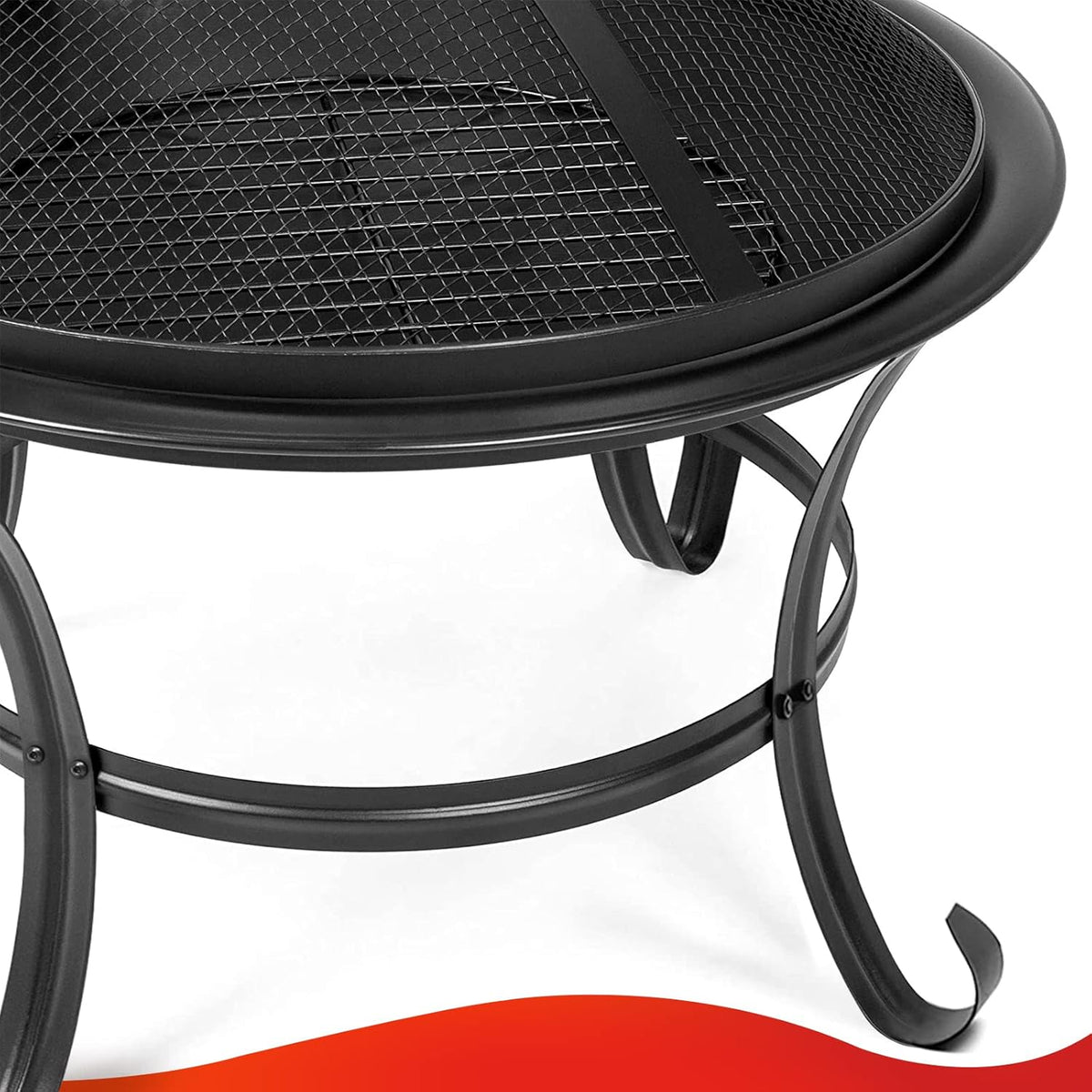 22 inch Wood Burning Steel Fire Pit with Spark Screen A3439