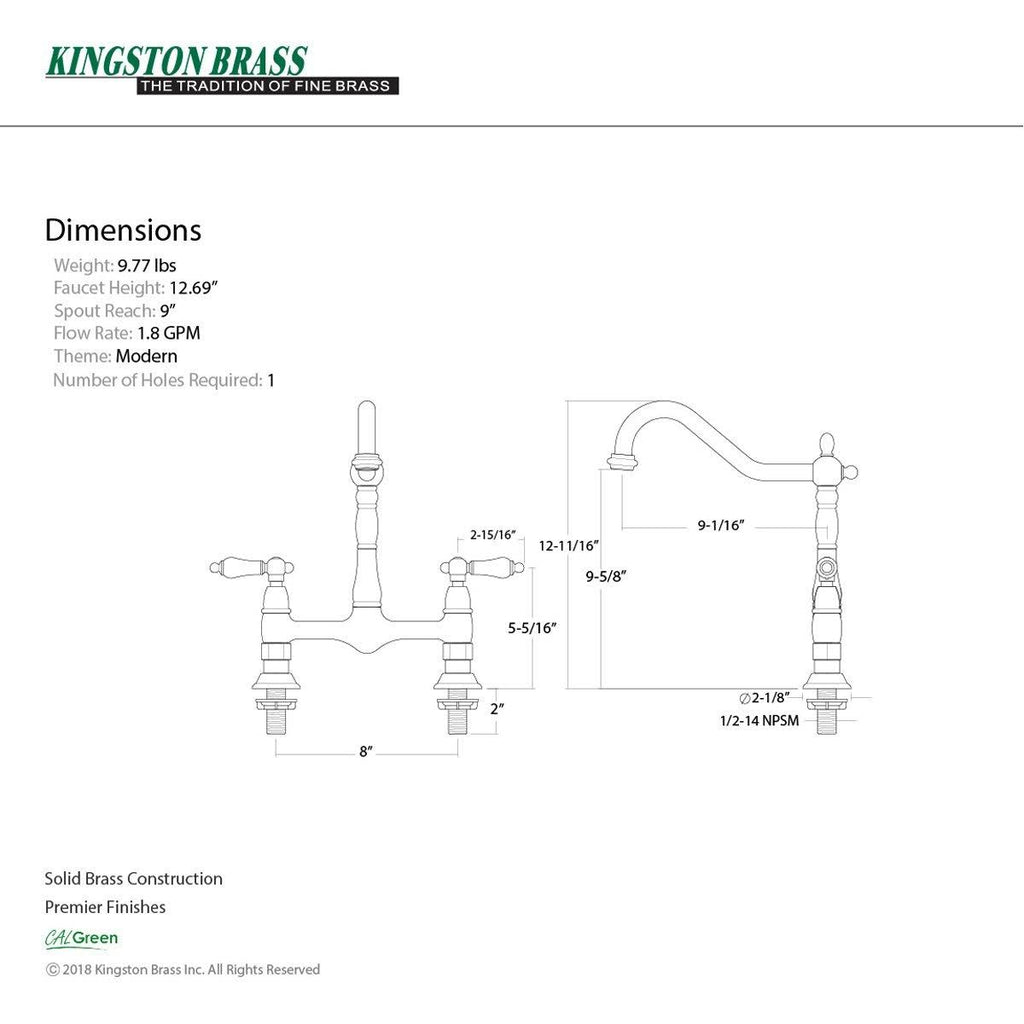Brushed Nickel Bridge Kitchen Faucet A26021