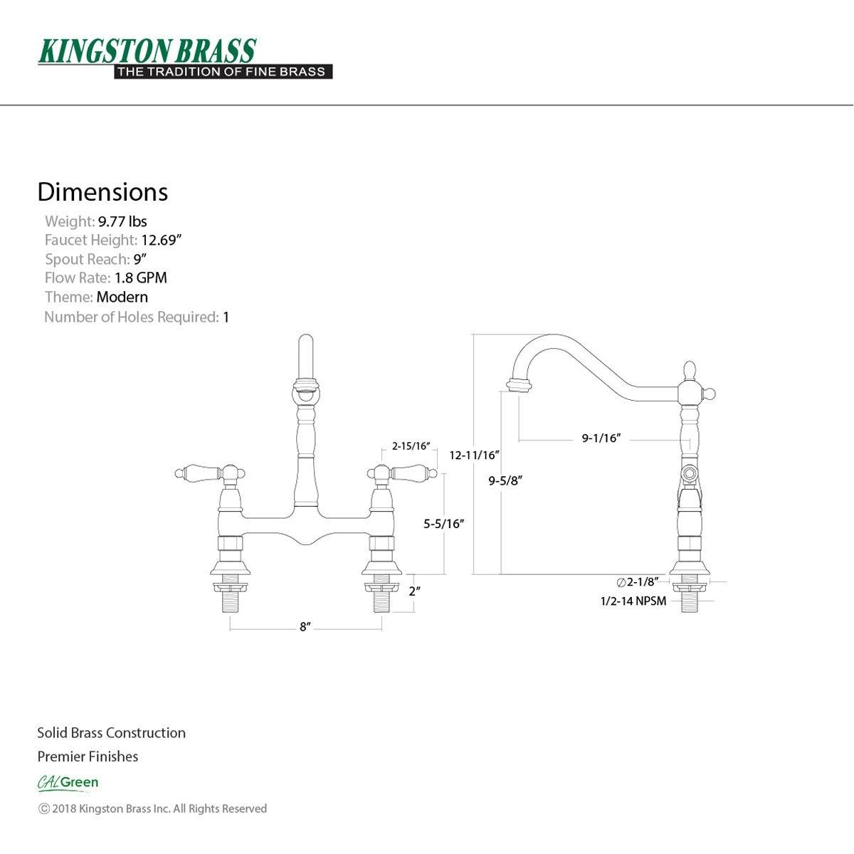 Brushed Nickel Bridge Kitchen Faucet A26021