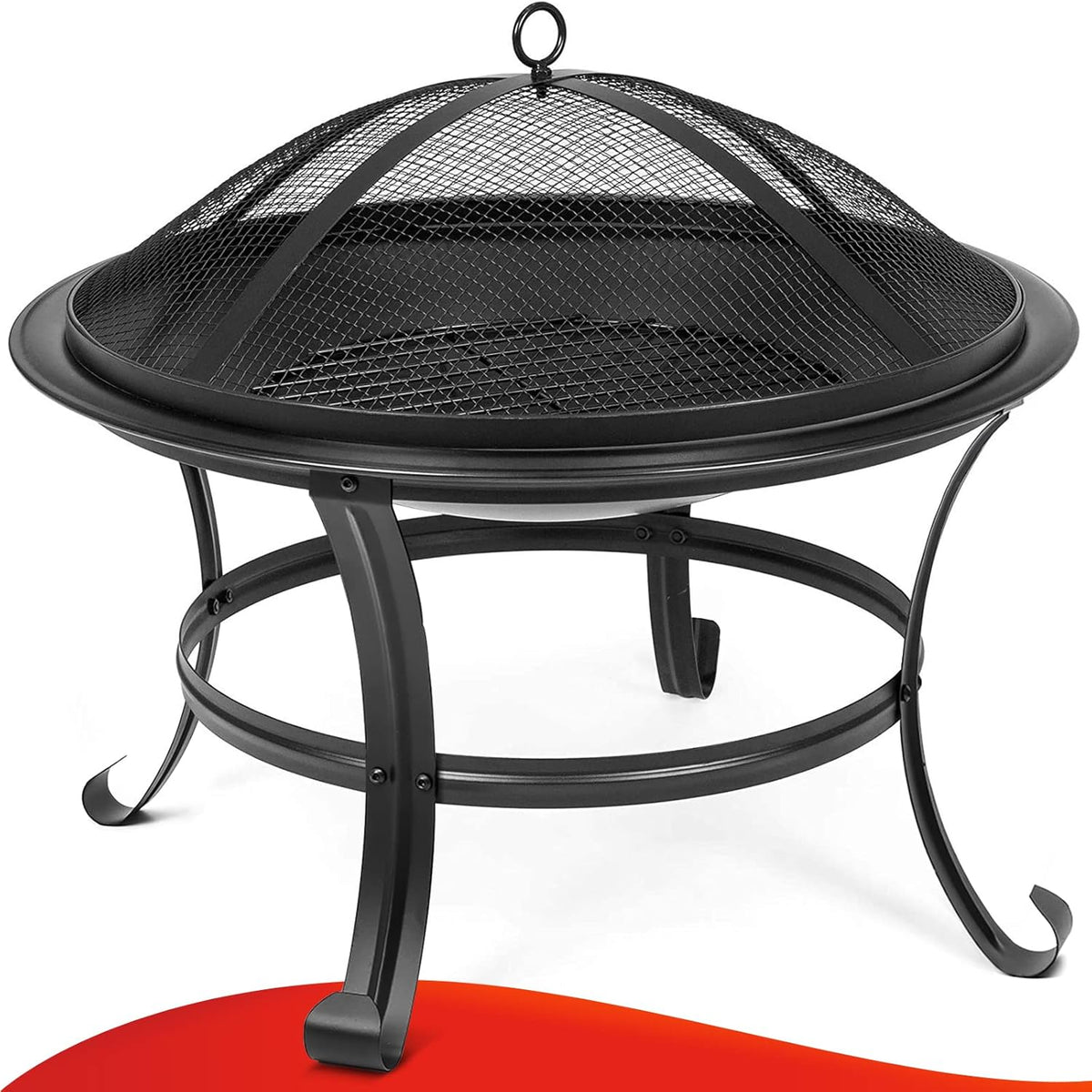22 inch Wood Burning Steel Fire Pit with Spark Screen A3439