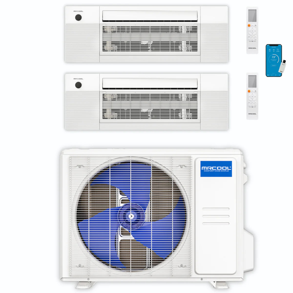 21,000 BTU 2 Zone Ceiling Cassette Ductless Air Conditioner and Heat Pump F504130