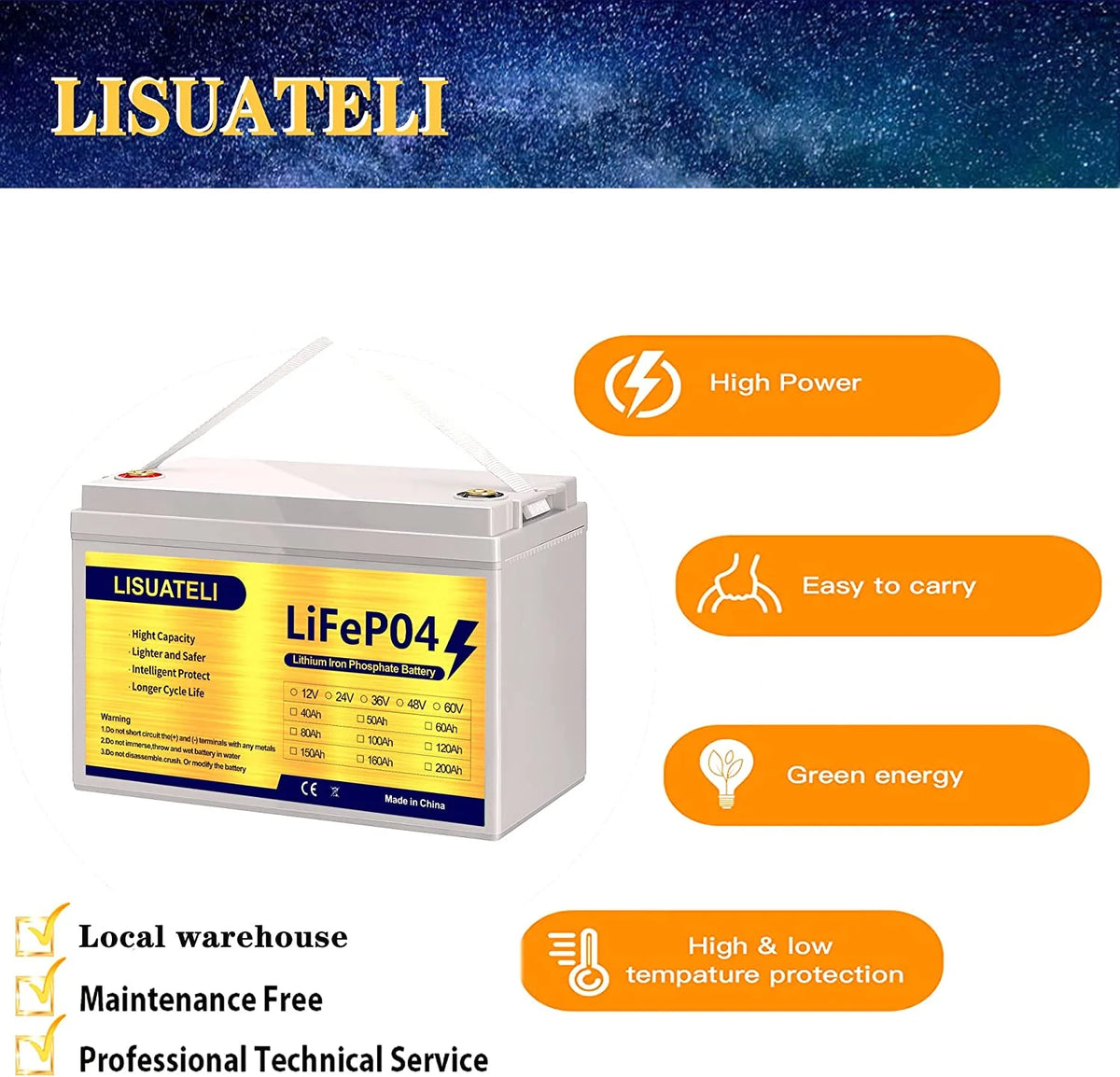 12V 100Ah Lifepo4 Lithium Battery S82330