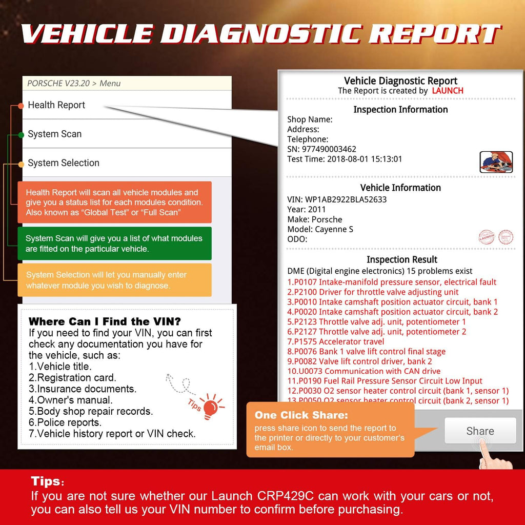 OBD2 Scanner Auto Diagnostic Tool H833016