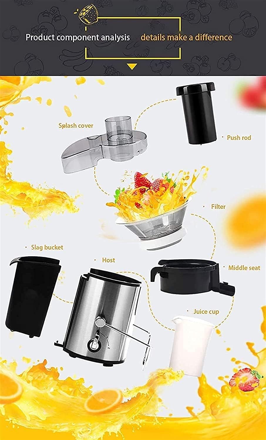 Stainless Steel Centrifugal Juicer Machine with Wide 3” Feed Chute I286287