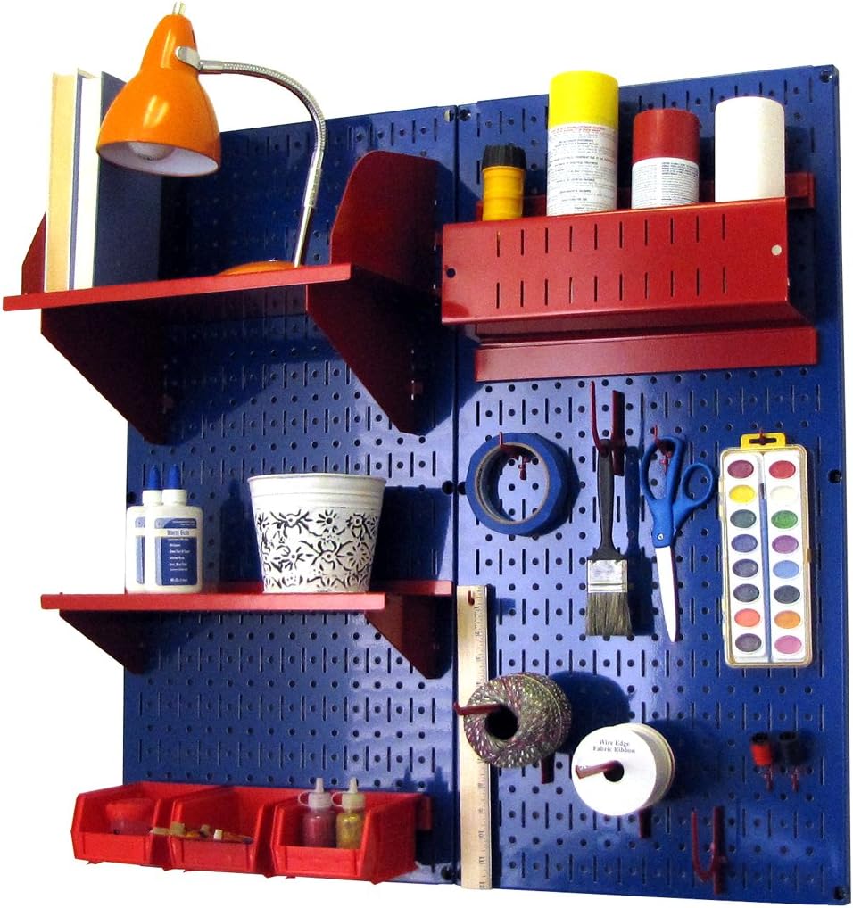 Black Pegboard Organizer Storage Kit with Blue Accessories Z9386