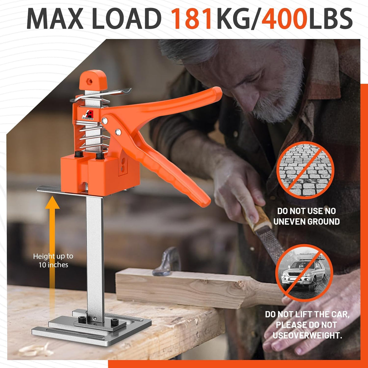 15 In Construction Jack, Multifunctional Furniture Lifter Jacks, Handheld Tool, Load 490LBS C32644