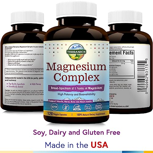 5-in-1 Magnesium Complex Supplement 500mg 240 Vegan Capsules K42373