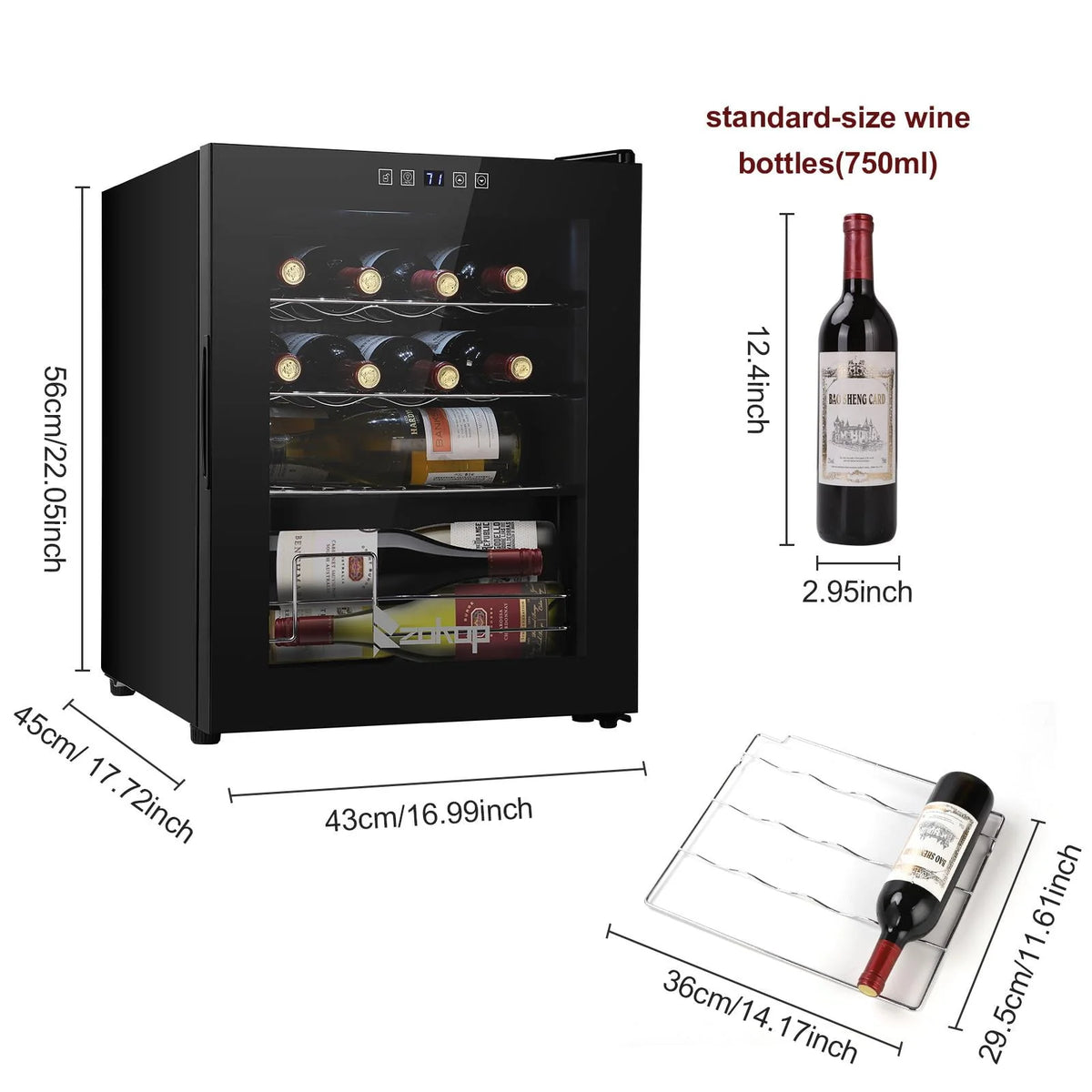 1.7cu.ft 16 Bottle Compressor Wine Cooler V657