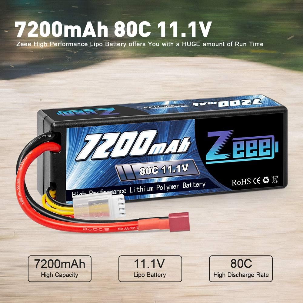 11.1V 7200mAh 80C 3S Lipo Battery with Deans Connector Hard Case Battery V7846