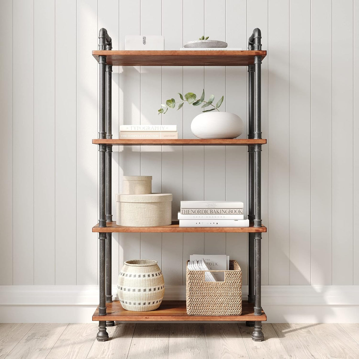 4-Tier Solid Pine Wood Bookshelf Q777976