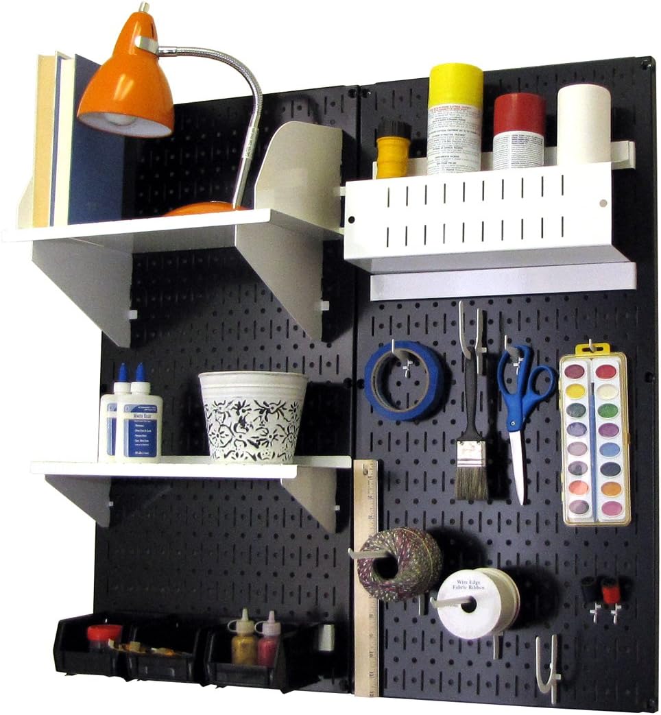 Black Pegboard Organizer Storage Kit with Blue Accessories Z9386