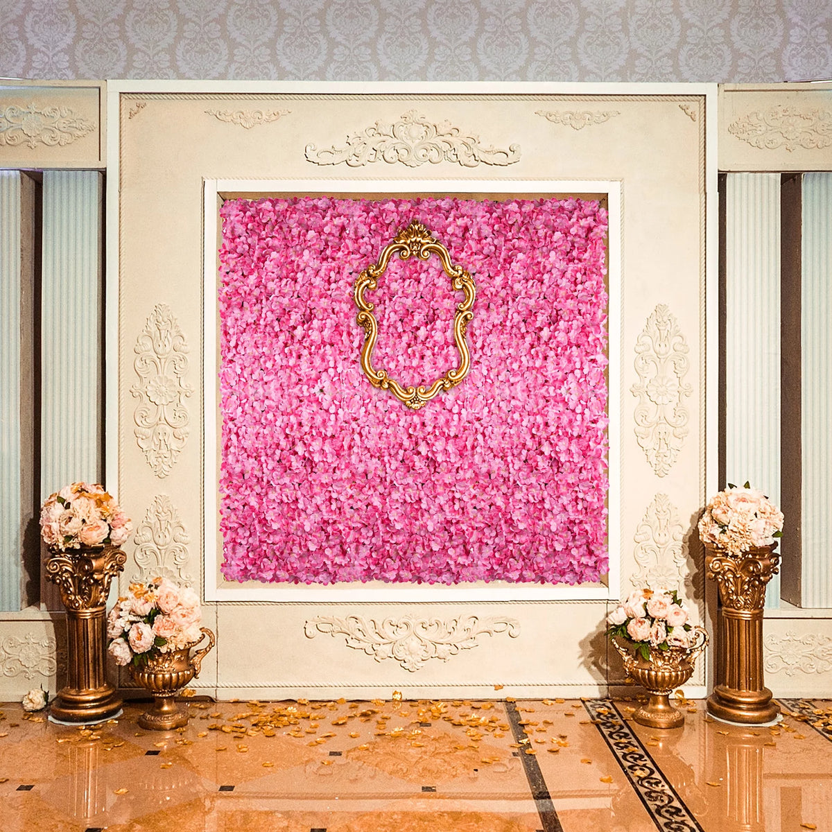 12 Pack Pink Artificial Hydrangea Floral Wall Panels 24×16" L394