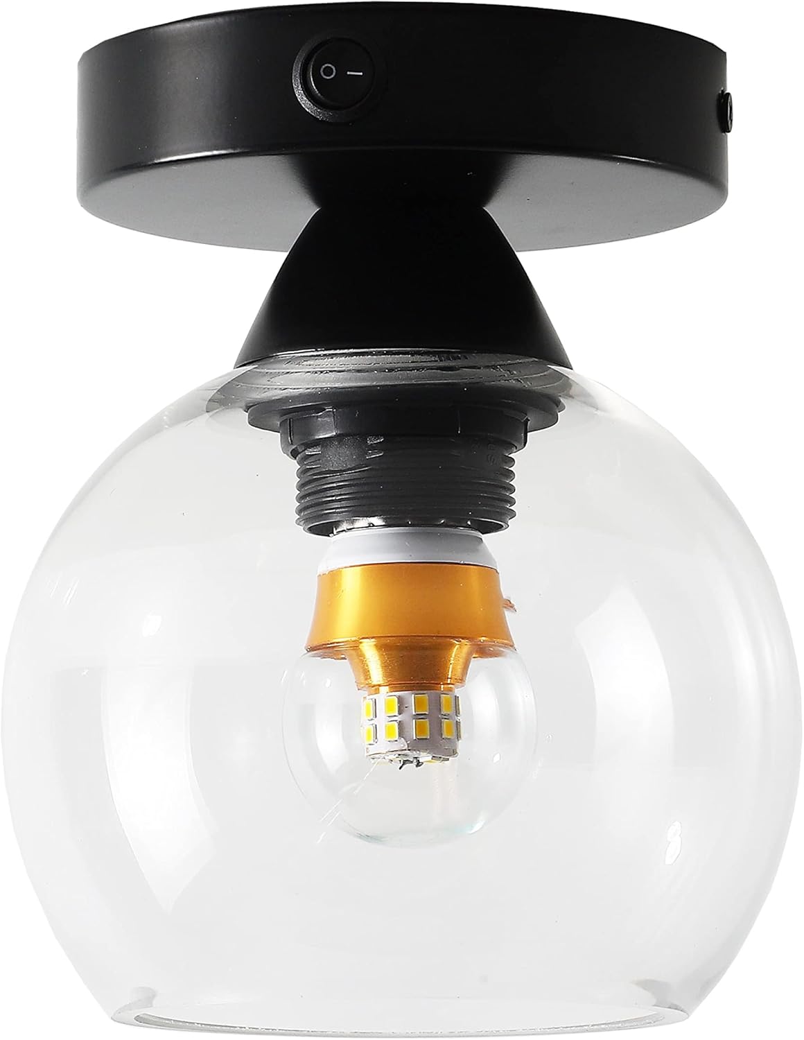 12V RV LED Dome Light with On&Off Switch, Clear Glass Lens O561243