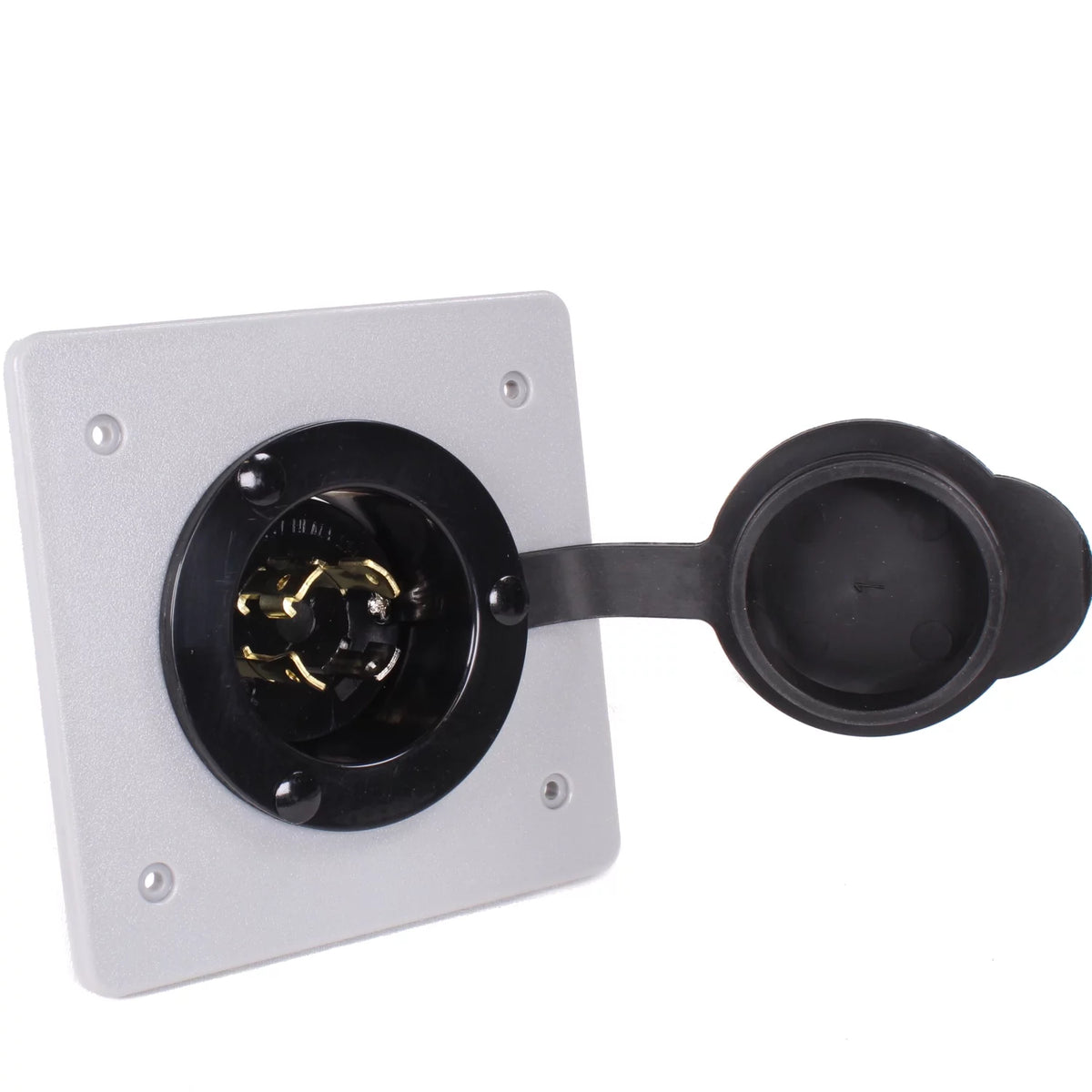20A 125/250 Volt Flush Mounting Locking Wall Receptacle Outlet, Black Industrial Grade A83417
