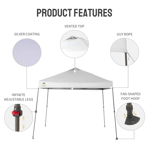 11x11 Pop Up Canopy Tent with Wheeled Bag, White S2459