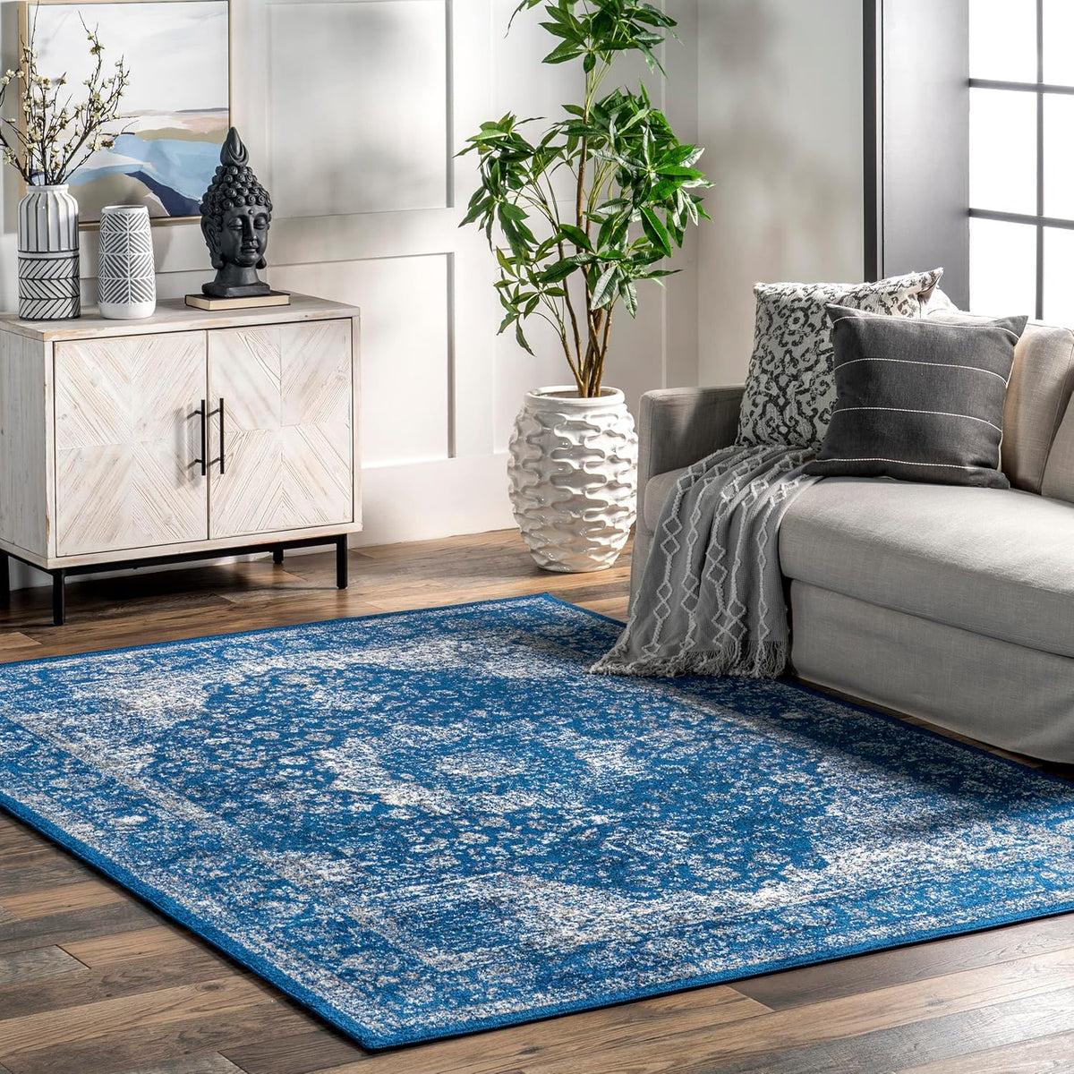 10x14 Dark Blue Area Rug D6462