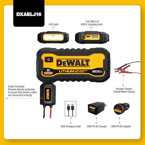 1600 Peak Amp Jump Starter Battery Booster with USB Power Station B4913