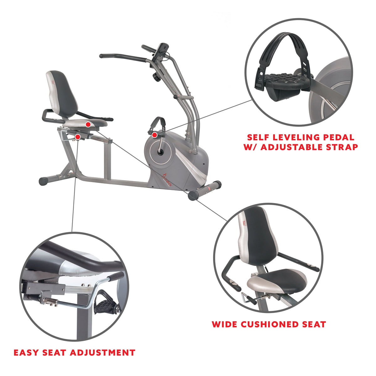 Magnetic Recumbent Bike with Arm Exercisers O349