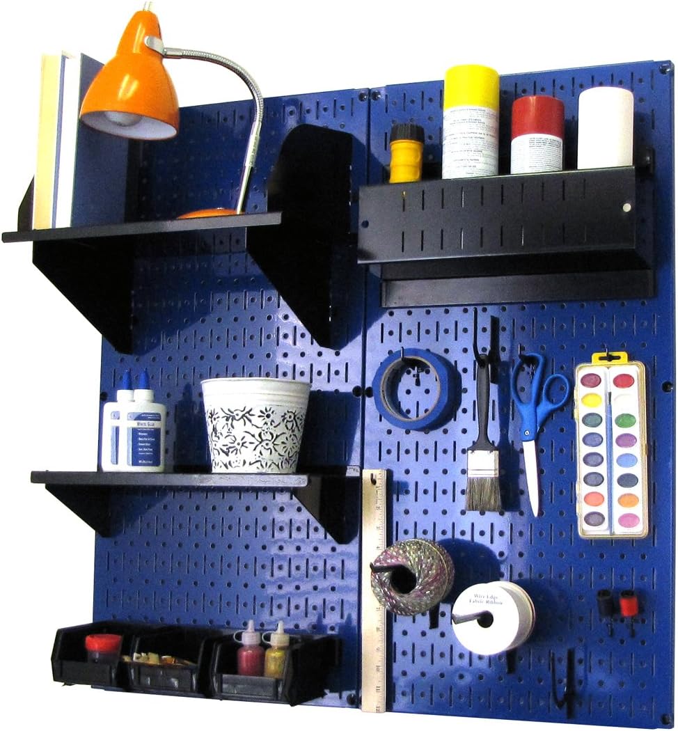 Black Pegboard Organizer Storage Kit with Blue Accessories Z9386