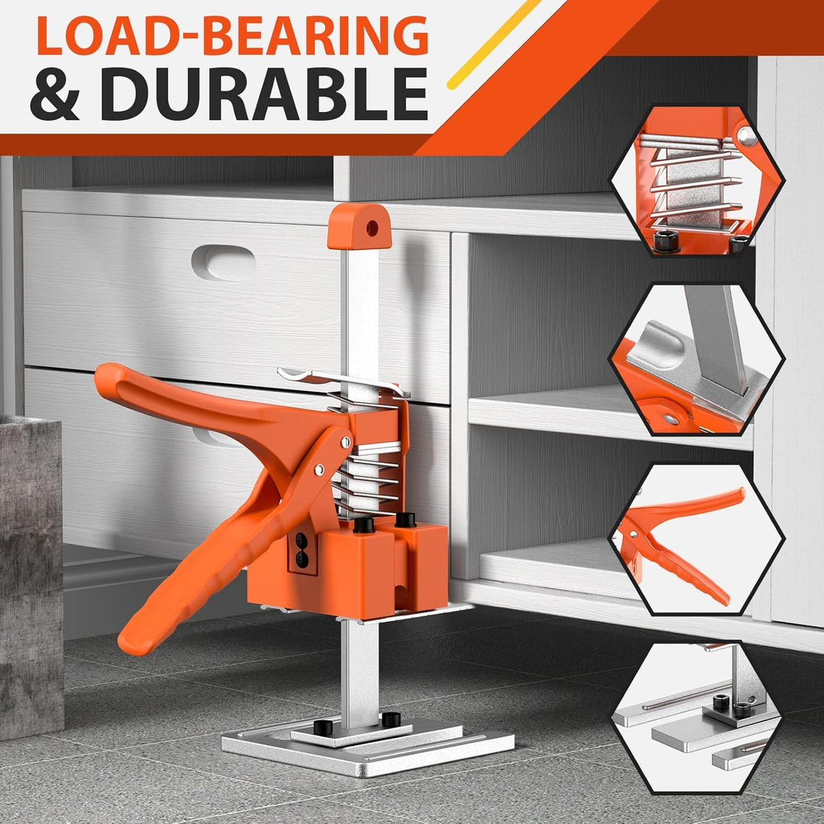 15 In Construction Jack, Multifunctional Furniture Lifter Jacks, Handheld Tool, Load 490LBS C32644