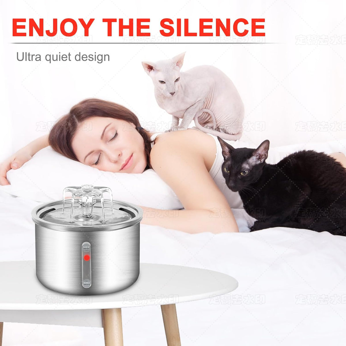 Stainless Steel Cat Water Fountain, 67oz/2L B15646