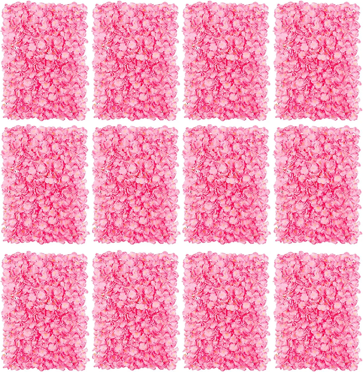 12 Pack Pink Artificial Hydrangea Floral Wall Panels 24×16" L394