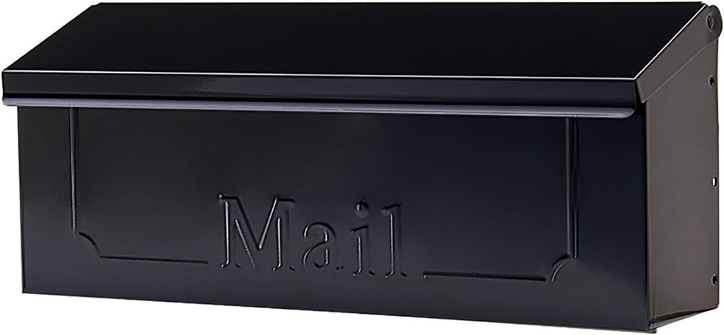 Black Wall-Mount Galvanized Steel Mailbox Q698