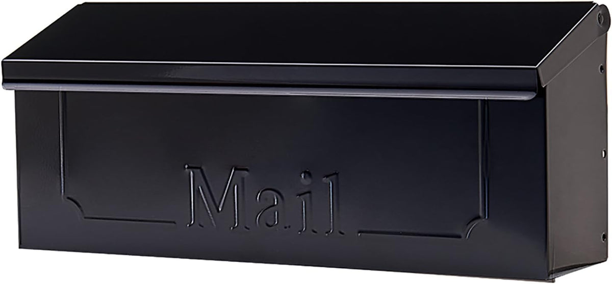 Black Wall-Mount Galvanized Steel Mailbox Q698