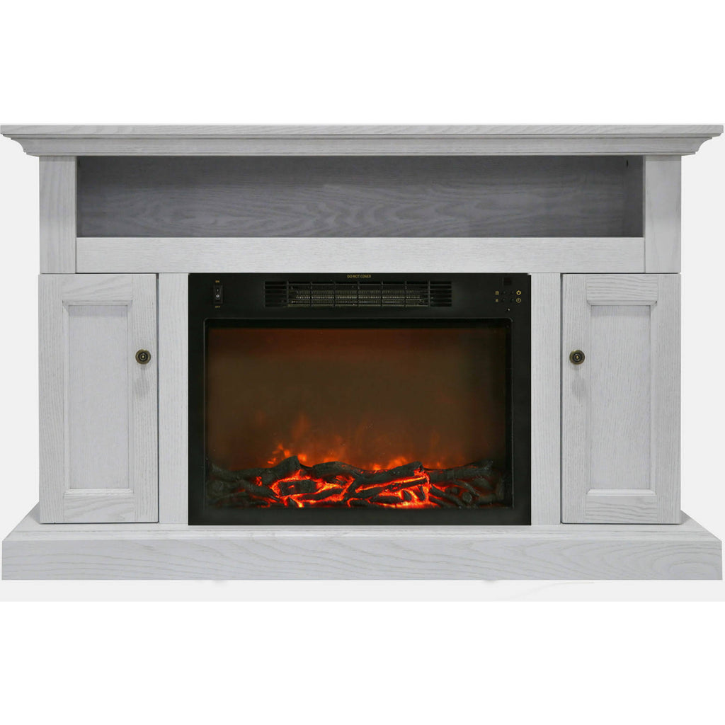 White Mantel with Electronic Fireplace Insert F8650