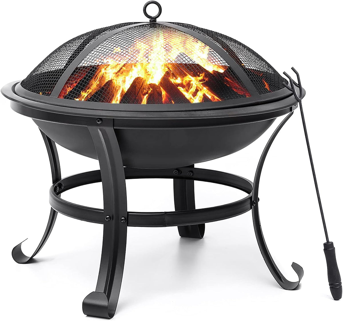 22 inch Wood Burning Steel Fire Pit with Spark Screen A3439