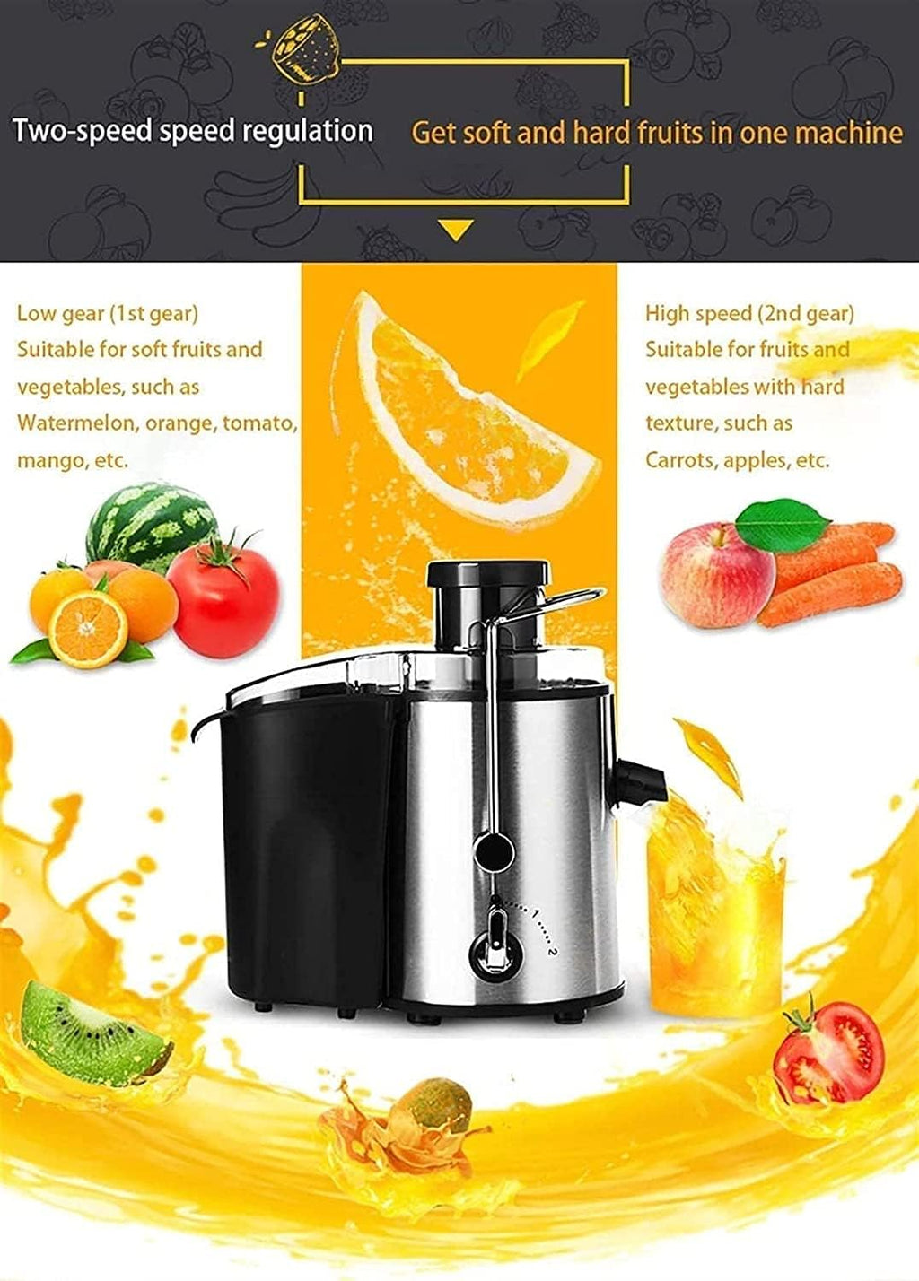 Stainless Steel Centrifugal Juicer Machine with Wide 3” Feed Chute I286287