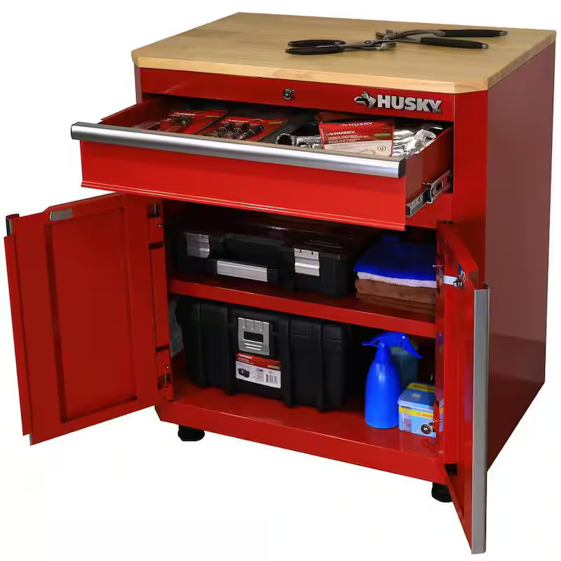 24-Gauge Steel 1-Drawer 2-Door Garage Base Cabinet in Red N6050