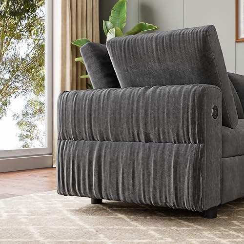 106" Grey Velvet L-Shaped Sectional Sofa with Chaise M118643