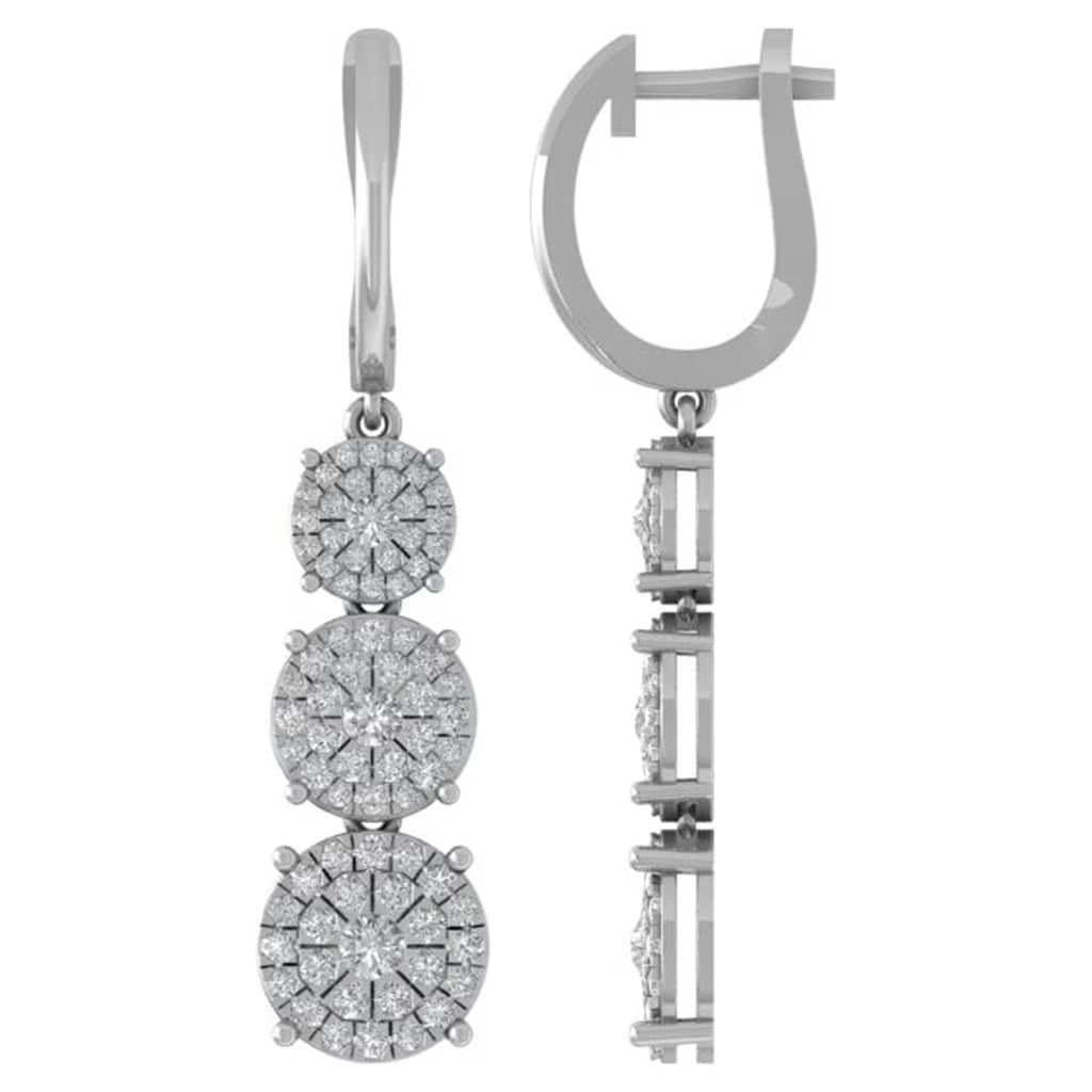 10K White Gold Lab Grown Diamond Dangle Earrings A1552