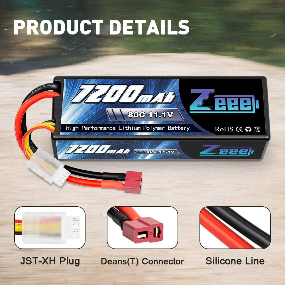 11.1V 7200mAh 80C 3S Lipo Battery with Deans Connector Hard Case Battery V7846