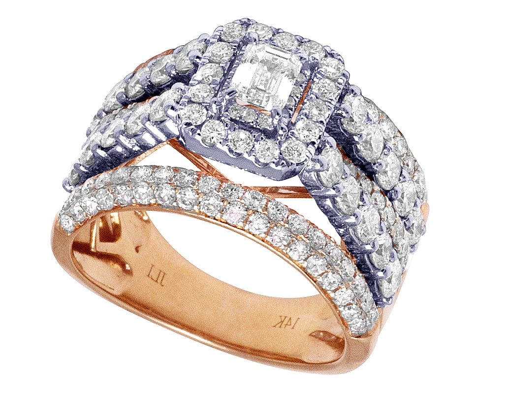 14K Two-Tone Emerald Cut Solitaire Diamond Engagement Ring 3.5 CT J867