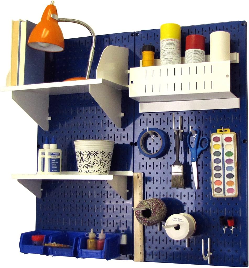Black Pegboard Organizer Storage Kit with Blue Accessories Z9386