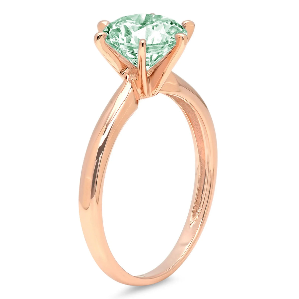 2.5ct Round Cut Green Simulated Diamond 18k Pink Rose Gold Solitaire Ring R203