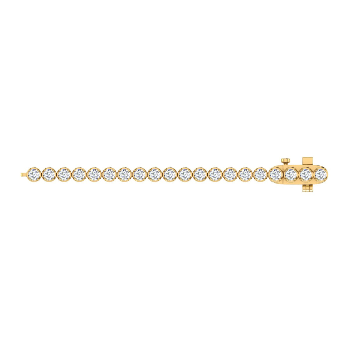 10K Yellow Gold Diamond Tennis Bracelet 7 Inch T5293