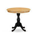 Round Dining Table Oak Top Black Pedestal J699387