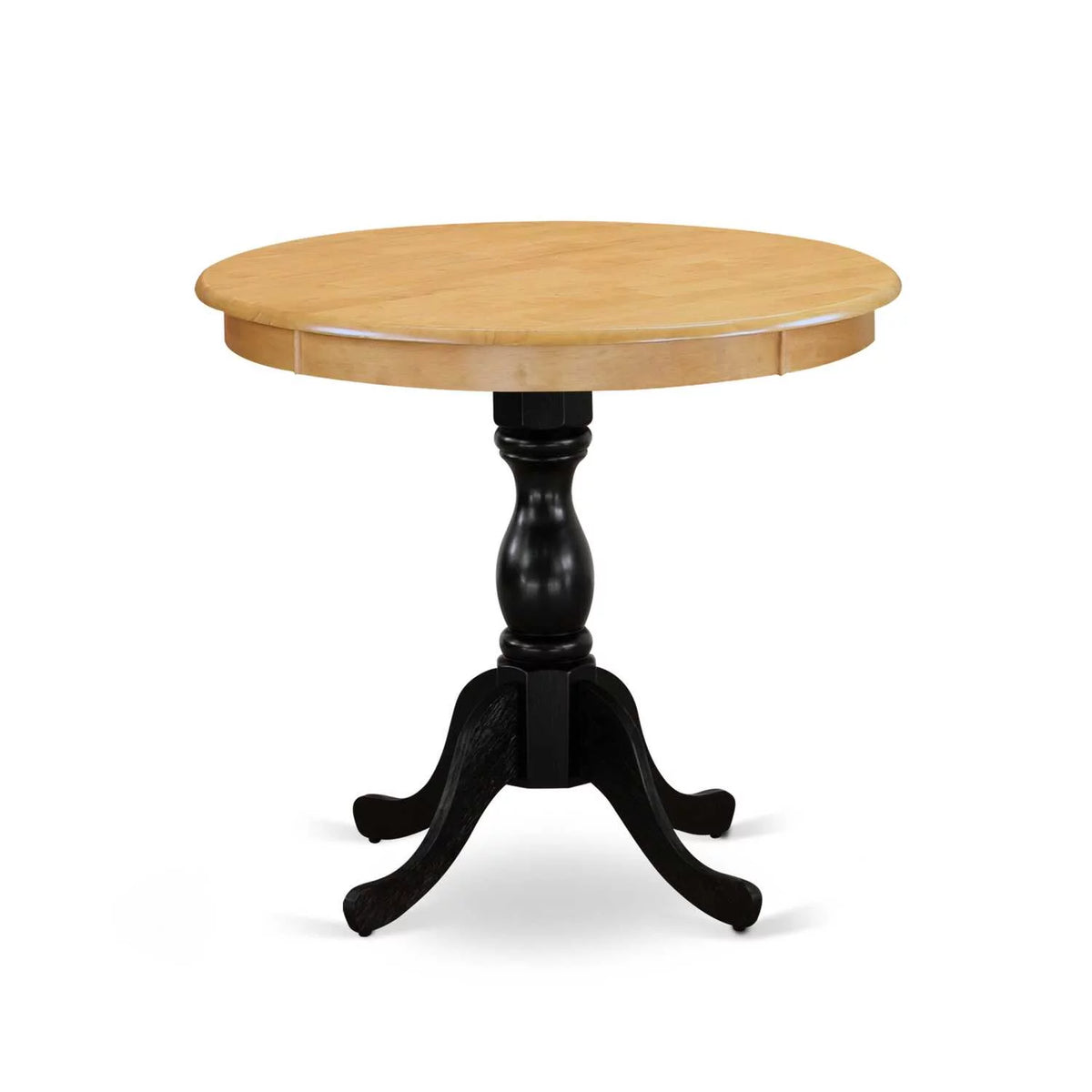 Round Dining Table Oak Top Black Pedestal J699387