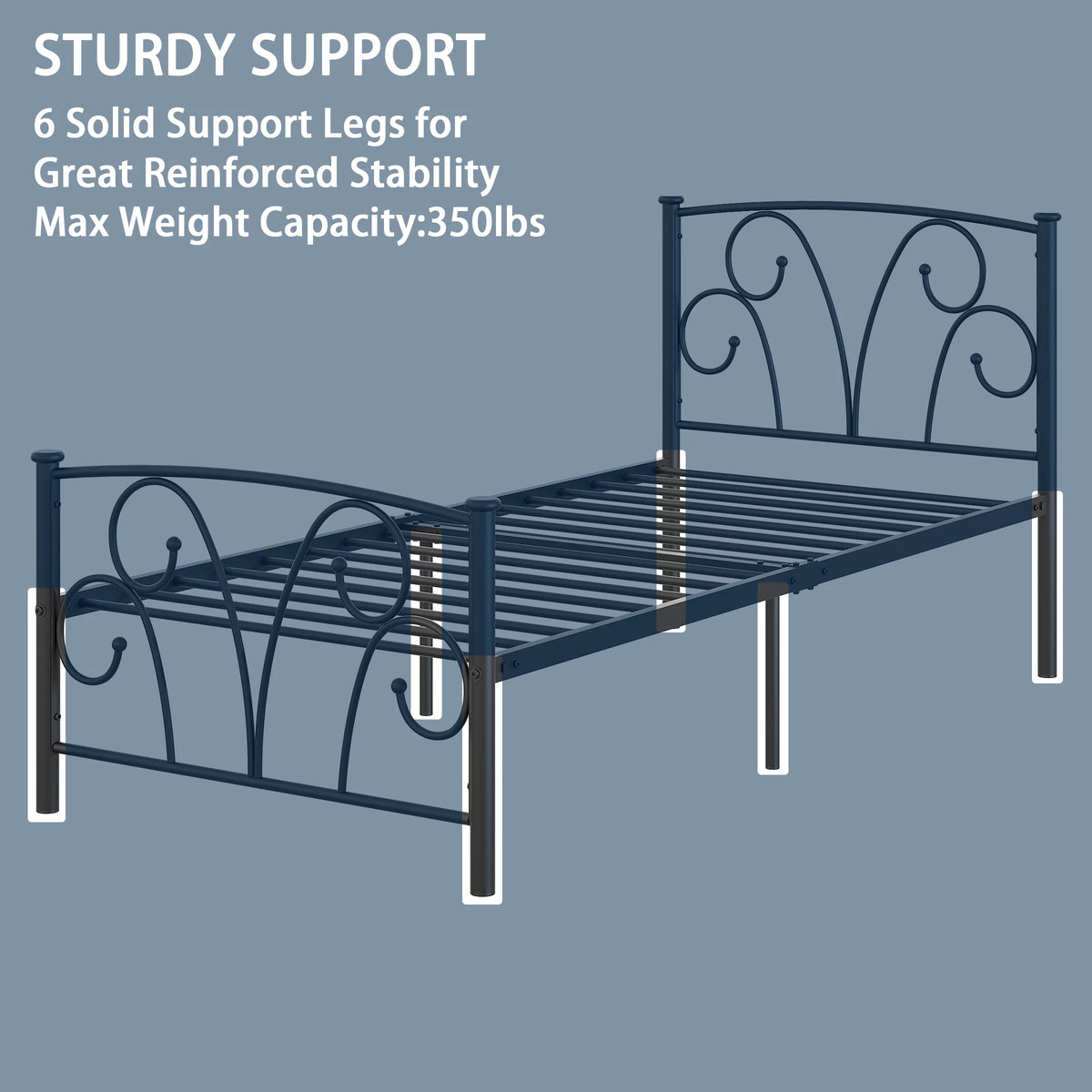 14 Twin Metal Platform Bed Frame with Headboard W998313