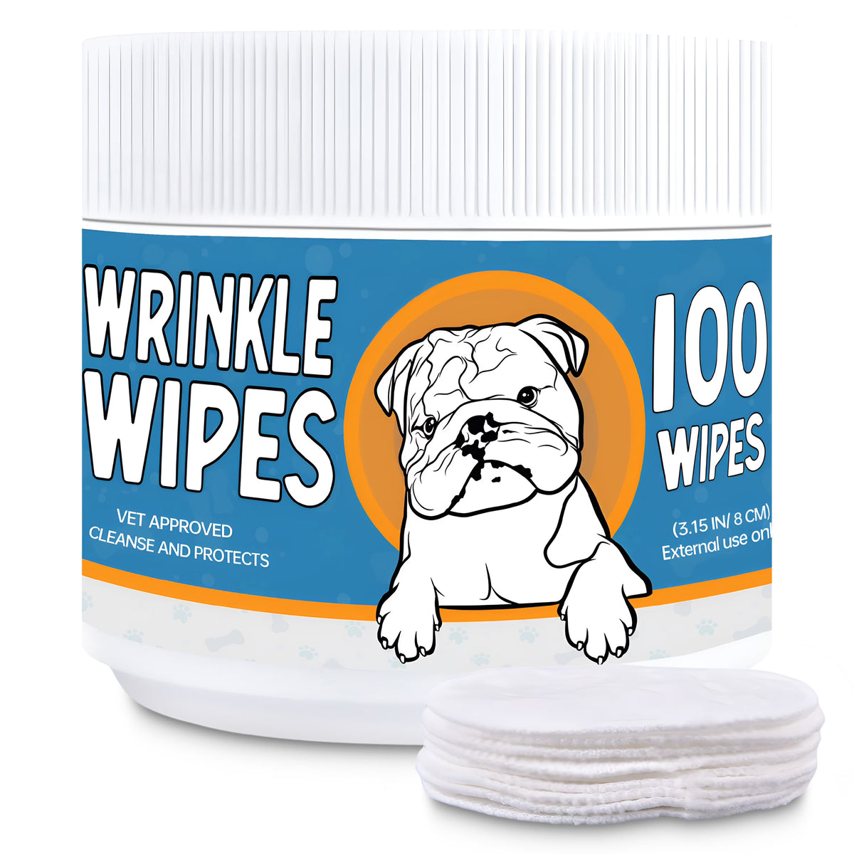 100 Count Dog Wrinkle Wipes for French Bulldog, English Bulldog, Pugs Y69338