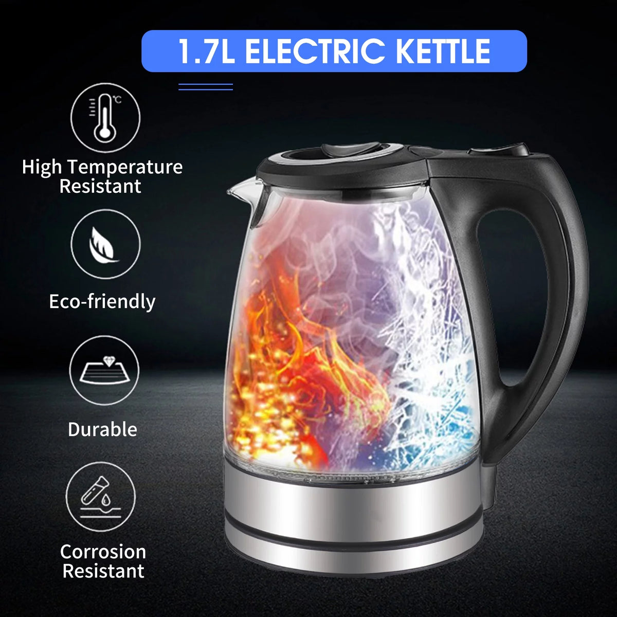 1.7L 1500W Glass Electric Kettle Y579858